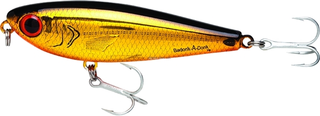 Picture of Bomber Badonk-A-Donk HP Rattling Topwater Lure, 4", 3/4 Oz, Gold/Blackback/Orange Belly