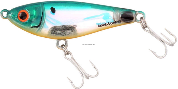 Picture of Bomber Badonk-A-Donk SS Rattling Topwater Lure, 2 1/2", 1/4 Oz, Green Back/Orange Belly/Flash, Sinking
