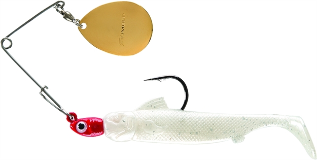 Picture of Bomber Drumbeater Coastal Spinnerbait 1/4Oz Red/Pearl Silver Flake