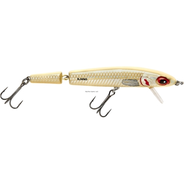Picture of Bomber Jointed Wake Minnow, 5 3/8", 3/4 Oz, #2 Hooks, Subsurface, Bone Flash