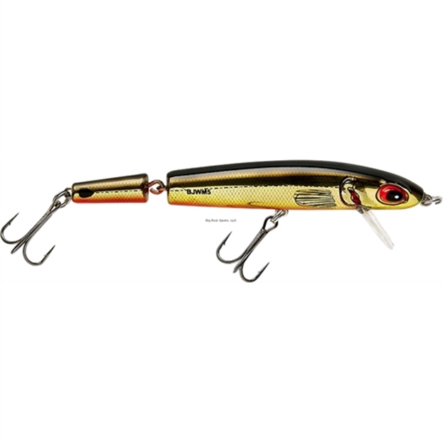 Picture of Bomber Jointed Wake Minnow, 5 3/8", 3/4 Oz, #2 Hooks, Subsurface, Gld Blk/Org BL