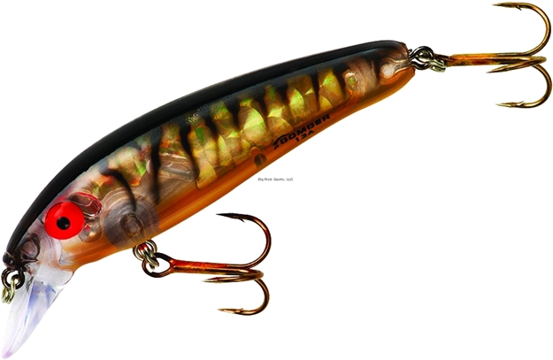 Picture of Bomber Long A, 2 1/2, 1/4 Oz, Gold Prism Black Back Bars Orange Belly