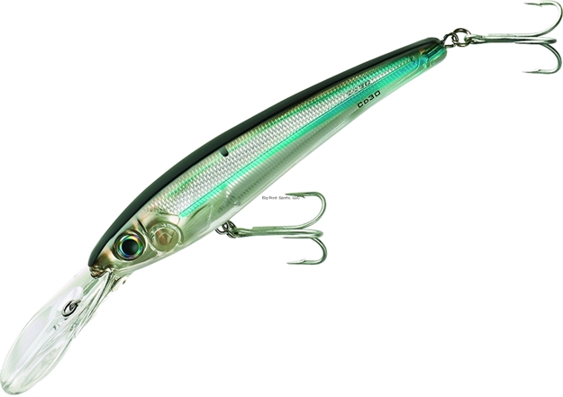 Picture of Bomber Saltwater Grade Certified Depth Trolling Plug, 8", 4 Oz, 30 Ft, Silver Mullet, Floating