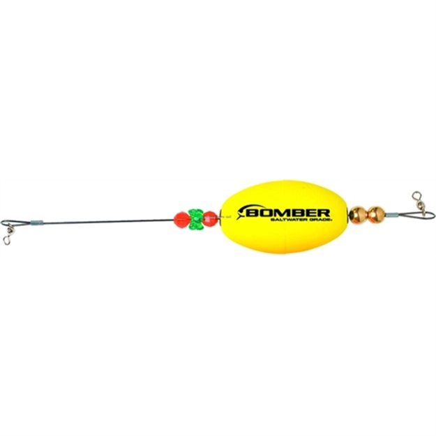 Picture of Bomber Saltwater Grade Paradise Popper X-Treme, Oval Float, Titanium Wire, Yellow BSWPPOY