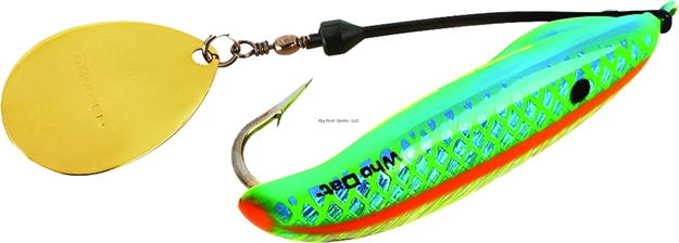 Picture of Bomber Who Dat Weedless Rattling Spinner Spoon, 2 5/8", 7/8 Oz, 5/0 Hook, Citrus