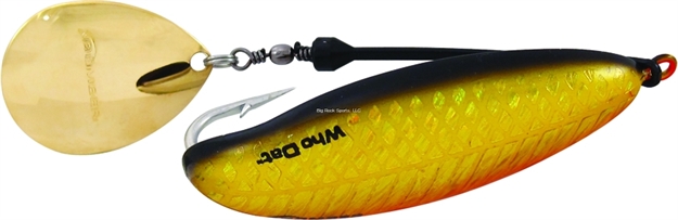 Picture of Bomber Who Dat Weedless Rattling Spinner Spoon, 2 5/8", 7/8 Oz, 5/0 Hook, Gold