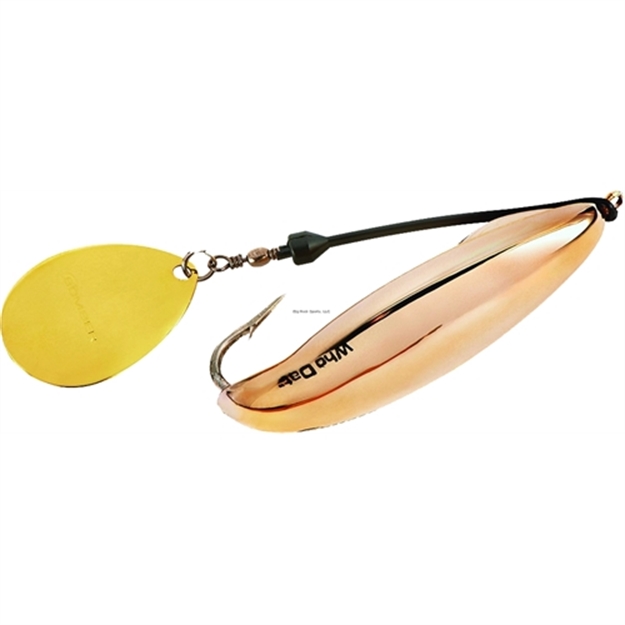 Picture of Bomber Who Dat Weedless Rattling Spinner Spoon, 2 5/8", 7/8 Oz, 5/0 Hook, Gold BSWWRSB3413