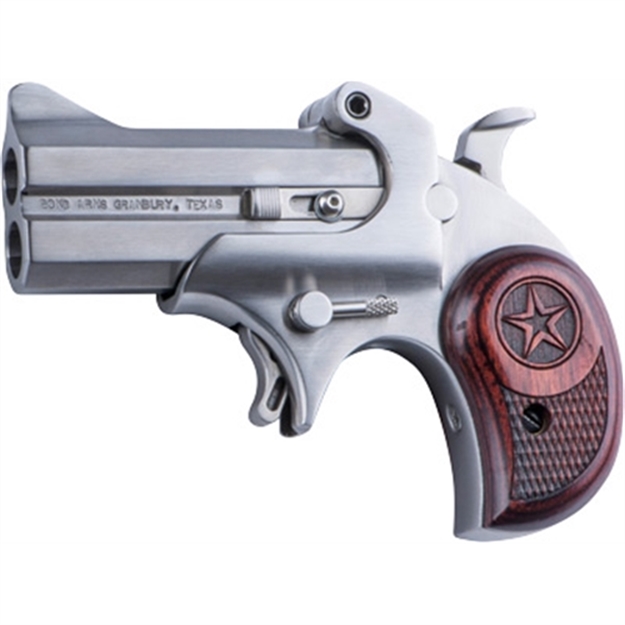 Picture of Bond Arms Bacd Cowboy Defender 45 Colt (Lc)/410 Gauge 2Rd 3" Barrel, Stainless Metal Finish, Blade Front/Fixed Rear Sights, Laminated Rosewood Grip, NO Trigger Guard, Manual Safety BACD45410