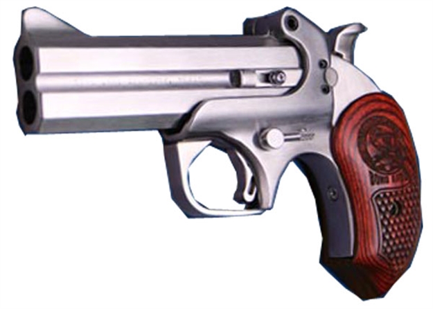 Picture of  Bond Arms Bass4 Snakeslayer IV 45 Colt (Lc) 2Rd 4.25" Barrel,  Stainless Metal Finish, Blade Front/Fixed Rear Sights, Automatic Extractors & Rebounding Hammer, Extended Rosewood Grip, Manual Safety