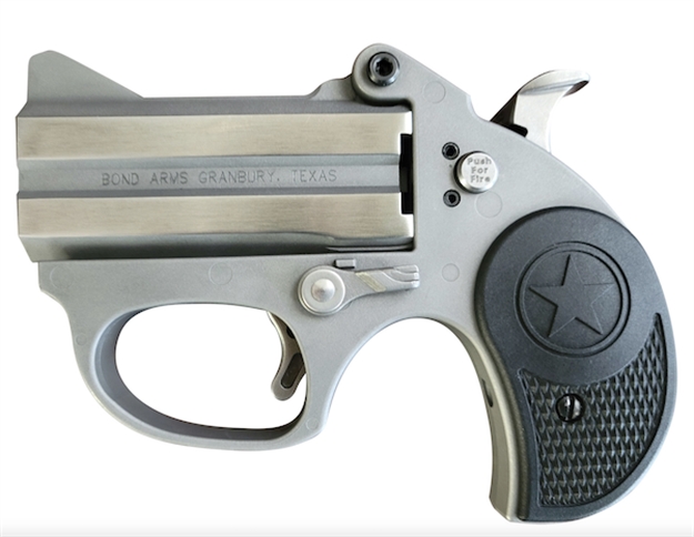 Picture of Bond Arms Basrs Stinger  9Mm Luger 2Rd 2.5" Matte Stainless Steel Double Barrel & Frame, Rebounding Hammer, Blade Front/Fixed Rear Sights, Black Rubber Grip, Manual Safety BASRS-9MM 855959005930