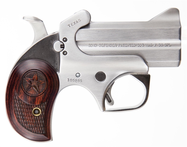 Picture of Bond Arms Batd Texas Defender 357 Mag/38 SP 2Rd 3" Barrel, Stainless Metal Finish, Rosewood Grip, Blade Front/Fixed Rear Sights, Manual Safety BATD357MAG 855959001031