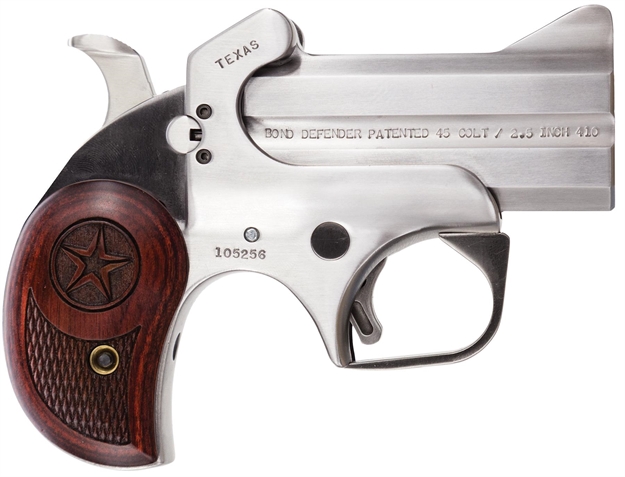 Picture of Bond Arms Batd Texas Defender 45 Colt (Lc)/410 Gauge 2Rd 3" Barrel, Stainless Metal Finish, Rosewood Grip, Blade Front/Fixed Rear Sights, Manual Safety BATD45410