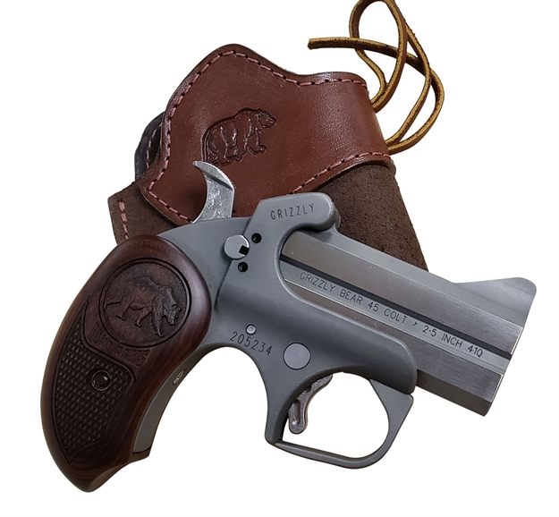 Picture of Bond Arms Bagr Grizzly  45 Colt (Lc)/410 Gauge 2Rd 3" Stainless Steel Double Barrel & Frame, Rebounding Hammer, Blade Front/Fixed Rear Sights, Rosewood Grips, Manual Safety BAGR-45/410 855959002892
