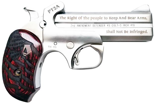 Picture of  Bond Arms Pt2a Protect The 2Nd Amendment  38 Special,357 Mag 4.25" 2 Round Stainless Steel Rosewood Grip