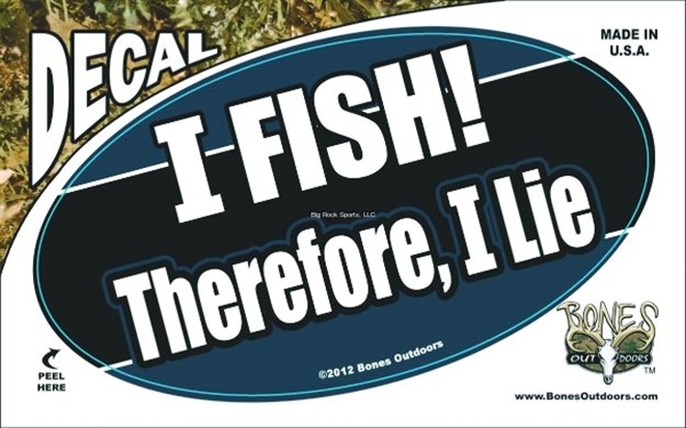 Picture of Bones Oval Decal,-I Fish Therefore I Lie