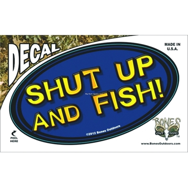 Picture of Bones Oval Decal,-Shut UP And Fish