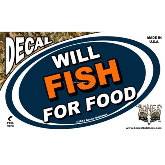 Picture of Bones Oval Decal, Will Fish For Food