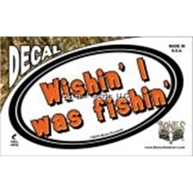 Picture of Bones Oval Decal, Wishin' I Was Fishin'