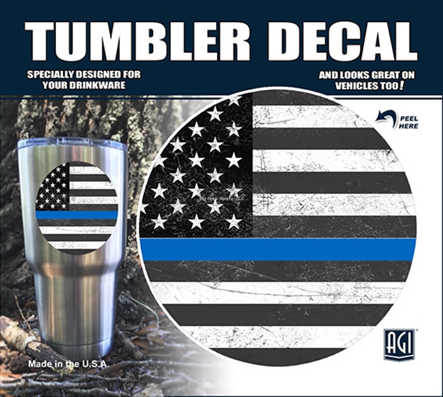 Picture of Bones "Police Blue Line Flag" Tumbler Decal