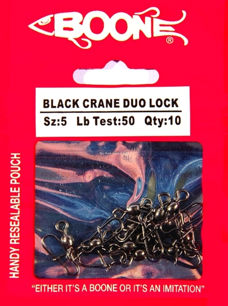 Picture of Boone Bait Co. Black Crane Duo-Lock Swivels Sz5 50Lb