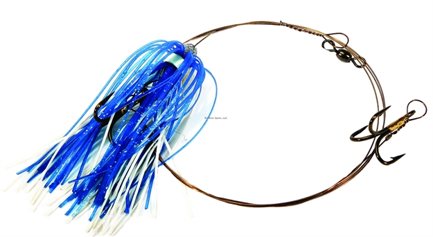 Picture of Boone Bait Co. Duster Rig Live Bait Rig, 2 #4 Trebles, 1/8 OZ Duster, Blue/White