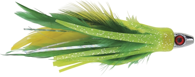 Picture of Boone Bait Co. Feather Trolling Jig 2 PK  , Green/Yellow, 4" -1/4 OZ