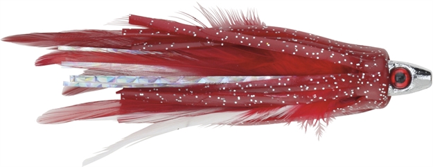 Picture of Boone Bait Co. Feather Trolling Jig 2 PK  , Red/White, 4" -1/4 OZ
