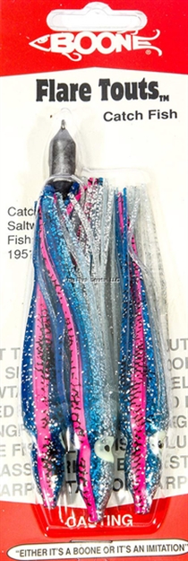 Picture of Boone Bait Co. Flare Touts 1/2Oz 3/0 HK Blue Pink Stripe Silver Belly 3 PK