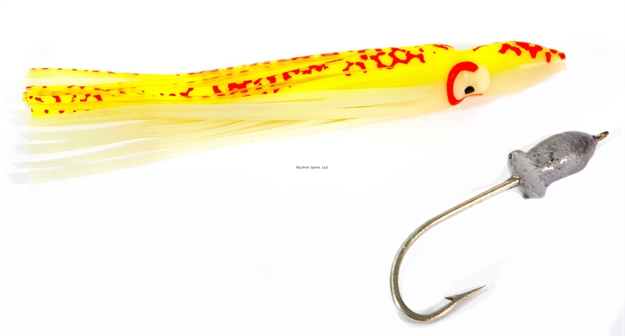 Picture of Boone Bait Co. Flare Touts 1/2Oz 3/0 HK Glow  Chart. Red 3 PK