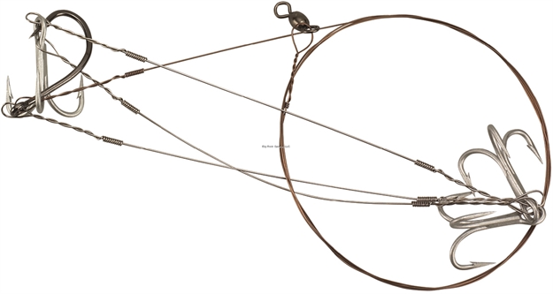 Picture of Boone Bait Co. Ribbon Rig, 3 #4 Trebles, 1/2 Oz, Pearl Duster, 1/Pack