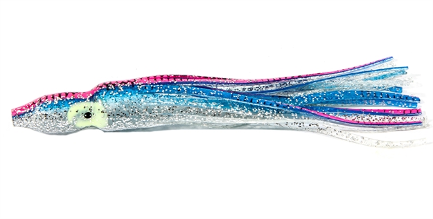 Picture of Boone Bait Co. Squid Skirt 4 1/4" 10 Pk, Blue Silver Pink Stripe, 4 1/4"