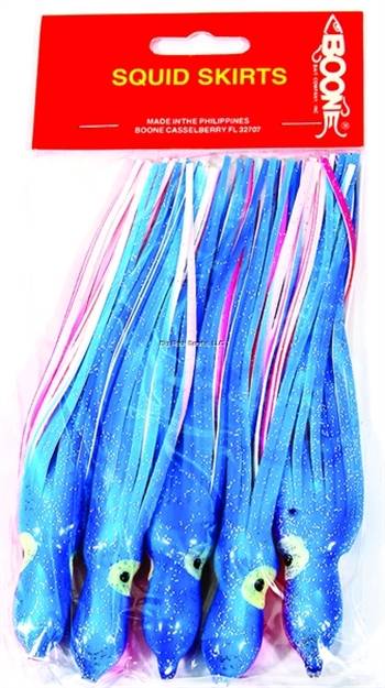 Picture of Boone Bait Co. Squid Skirt 6" 5 Pk, Blue White Pink Belly, 6"