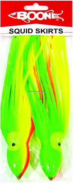 Picture of Boone Bait Co. Squid Skirt 9 1/2" 2 Pk, Chart. Grn. Org. Stripe, 9 1/2"