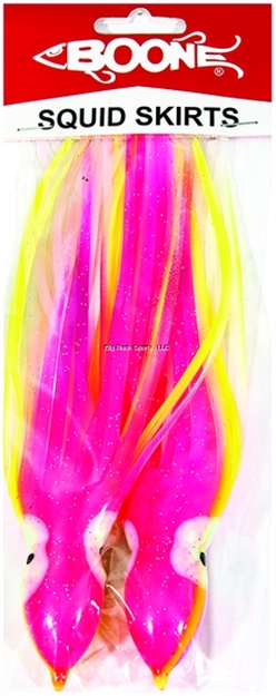 Picture of Boone Bait Co. Squid Skirt 9 1/2" 2 Pk, Pink Pearl Ylw. Stripe, 9 1/2"
