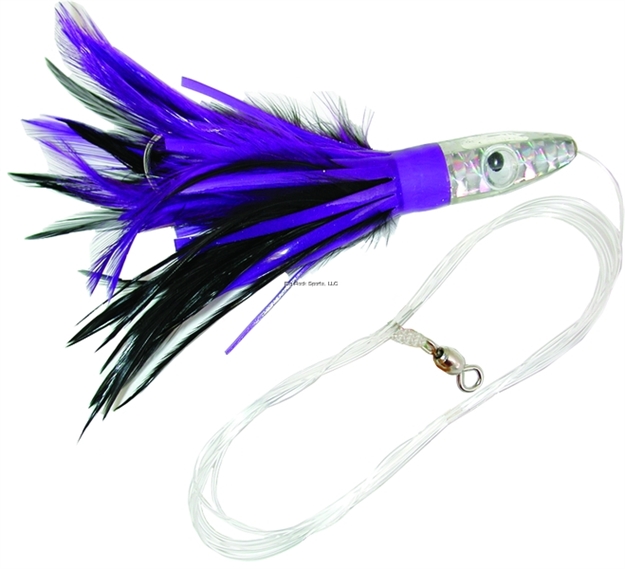 Picture of Boone Bait Co. Tuna Treat Rigged Trolling Feather, 6", 1 1/2 Oz, 6/0 Hook, Pink/White