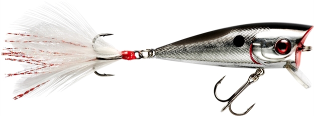 Picture of Booyah Prank Popper/ Diver, 5/16Oz, 2.31", 0-2Ft, #6 Trebles, Chrome Black