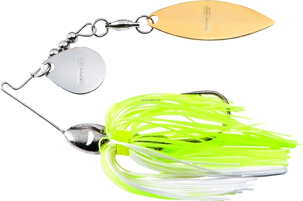 Picture of Booyah Vibra-Wire Double Tandem Spinnerbait, 1/4 Oz, Chartreuse-Pearl White