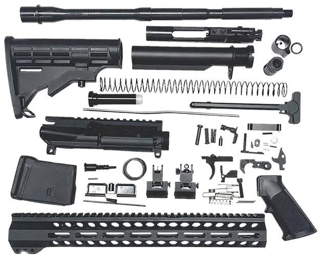 Picture of  Bowden Tactical J27115 AR Rifle Build Kit  Complete, 15" M-Lok Handguard, Mil-Spec Parts, Flip UP Sights