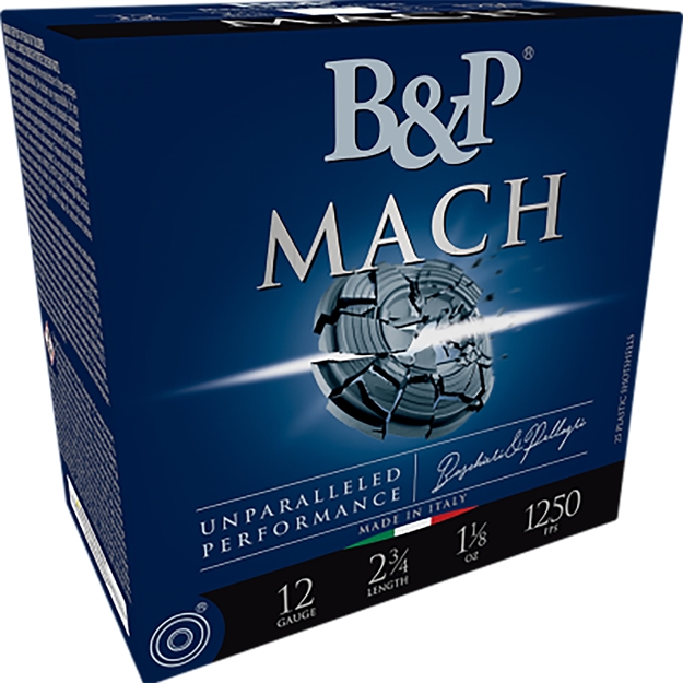 Picture of  B&P Ammunition 12B1f2h8 Mach  12Gauge 2.75" 1Oz 8Shot 25 Per Box/10 Case