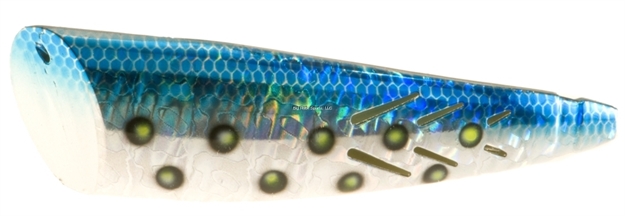 Picture of Brad's Super Bait Cut Plug Lure, 4", W/40 LB Leader And #2 Treble, Blue Magic