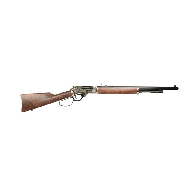 Picture of  Henry H010bgwl Wildlife  45-70 Gov 4+1 22" Blued Octagon, Polished Brass Engraved Rec, American Walnut Furniture, Large Loop Lever, Adj. Brass Bead Sight