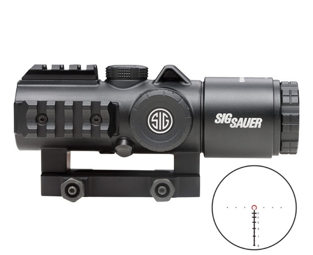 Picture of Sig Sauer Bravo5 Prismatic Sight, 5X30mm, 556-762 Horseshoe Dot Illum Reticle, 0.5 Moa, M1913, Graphite SOB53101