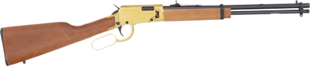 Picture of  Rossi Rl22181wd-Gld1 Rio Bravo  22 LR 15+1 18" Polished Black Barrel, Gold Metal Rec, Hardwood Furniture