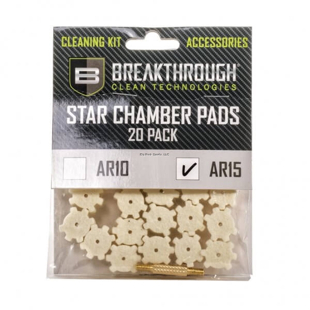 Picture of Breakthrough Ar-15 Star Chamber Pad - 20 Pack With 8-32 Thread (Male / Male) Adapter
