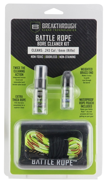 Picture of Breakthrough Battle Rope Rifle Cleaning Kit With Mini Bottles And Bag- .243 Cal / 6 MM