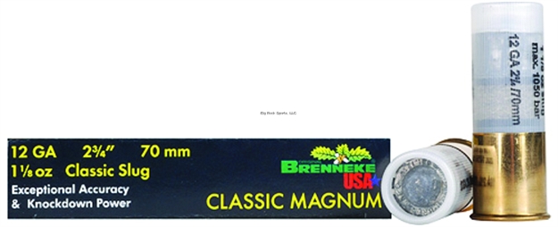 Picture of Brenneke Classic Magnum Rifled Slugs 12 Ga, 2-3/4 In, 1-1/8Oz, 1510 Fps, 5 Rnd Per Box SL-122CLM 030128120188