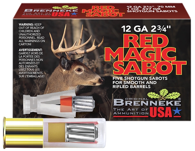 Picture of Brenneke Sl122rms Red Magic  12Gauge 2.75" 1Oz Sabot Slug Shot 5 Per Box/50 Case SL-122RMS