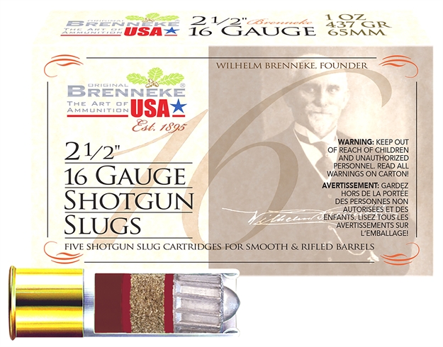 Picture of Brenneke Sl162br Brenneke 16  16Gauge 2.50" 1Oz Slug Shot 5 Per Box/50 Case SL-162BR 4030128160191