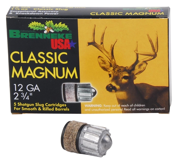 Picture of  Brenneke Sl122clm Classic Magnum  12Gauge 2.75" 1 1/8Oz Slug Shot 5 Per Box/50 Case 4030128120188