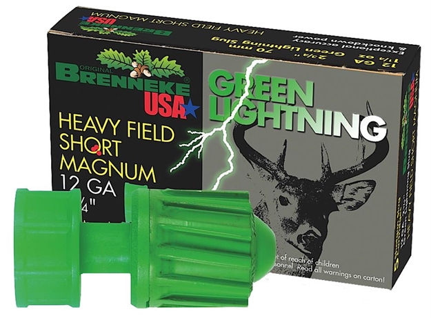 Picture of  Brenneke Sl122hfsgl Green Lightning Heavy Field 12Gauge 2.75" 1 1/4Oz Slug Shot 5 Per Box/50 Case 4030128120782